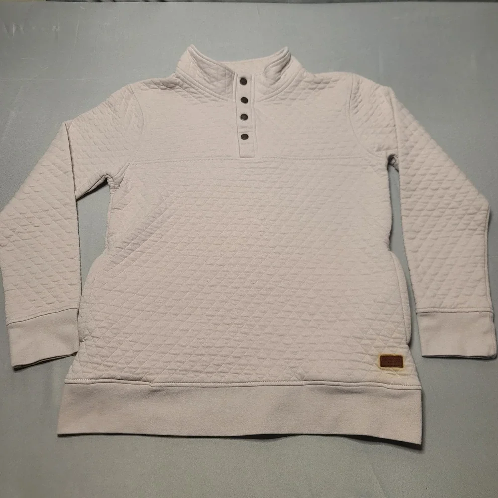 Outpost Makers Sweater Medium Quilted Henley Buttons Logo Classic‎